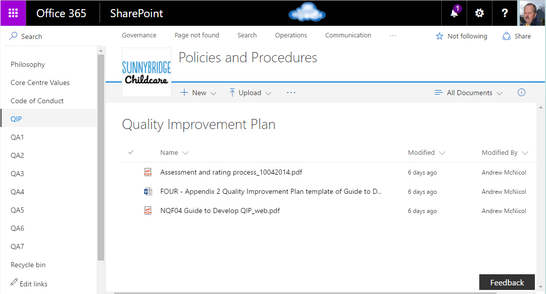 Document Management complying with NQF Element 7.3.1